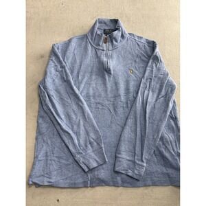Polo Ralph Lauren Mens Quarter Zip Sweater Blue Estate Rib Pullover L